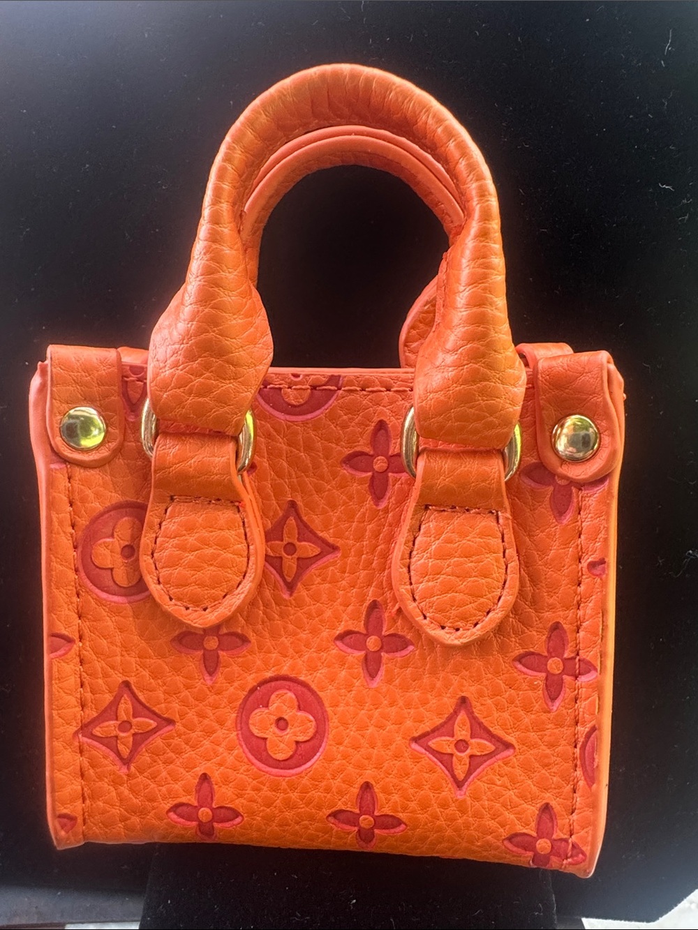 Bag mini tote  Orange Monogram-Embossed Leather Mini Tote